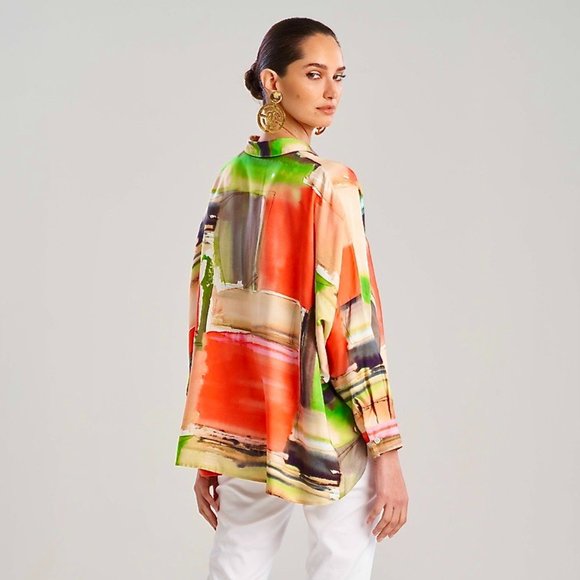 NWT NATORI Hikaru Cotton Silk Caftan Oversize Shirt - Picture 2 of 7